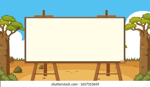 Board template with nature theme background illustration