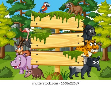 Board template with nature theme background illustration