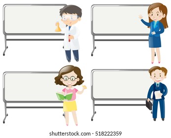 Board template with people of different jobs illustration