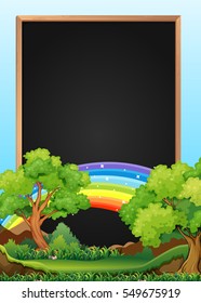 Board template with tree and rainbow illustration