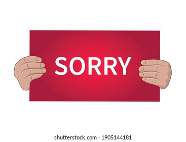 Board with the text Sorry. Vector illustration