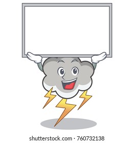 Up board thunder cloud character cartoon