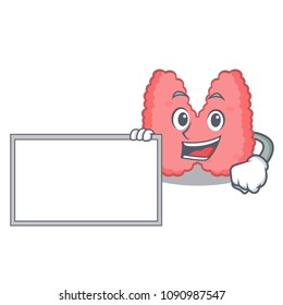 With board thyroid character cartoon style