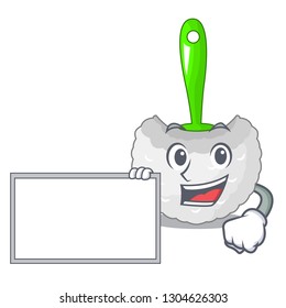 With board toilet brush in the character shape