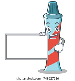 With board toothpaste character cartoon style