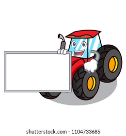 With board tractor character cartoon style