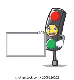 With board traffic light character cartoon