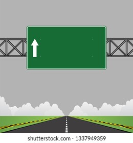 Board Traffic Sign Guide on road highway,Green board,Vector illustration