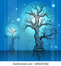 board - tree scheme cyan. electronic structure