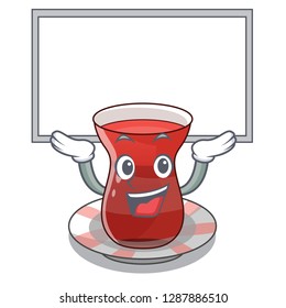 Up board trukish tea in the cartoon form