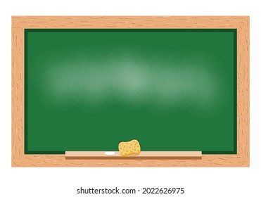 Board. Vector drawing of a school board in a wooden frame. Chalk and sponge included.