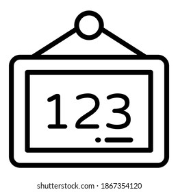 icono de línea de vector de placa, icono de escuela y educación