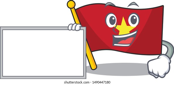 With board vietnam flag in the cartoon shape