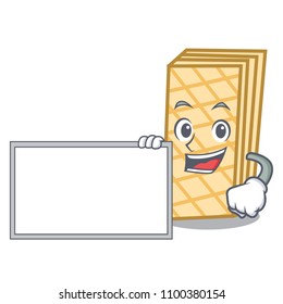 With board waffle character cartoon style