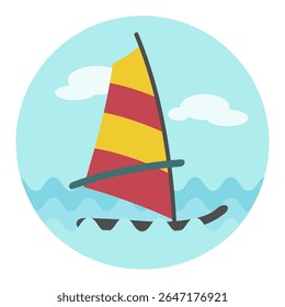 Board Windsurfing vector icon. Beach. Summer. Summertime. Holiday. Vacation, eps 10