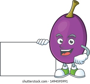 With board winne fruit cartoon character on white background