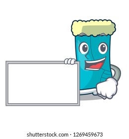 With board winter boot shoe in shape cartoon