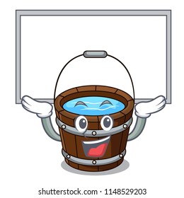 Up board wooden bucket character cartoon