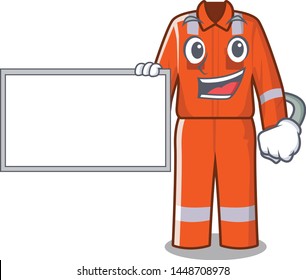 With board working overalls in the cartoon shape