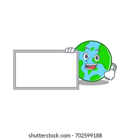 With board world globe character cartoon