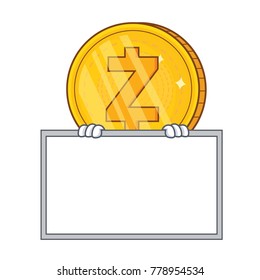 With board Zcash coin character cartoon