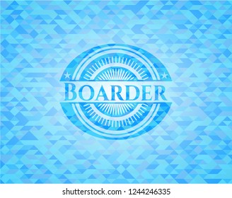 Boarder light blue emblem with mosaic background