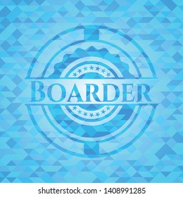 Boarder light blue emblem with mosaic background Boarder light blue emblem with mosaic background
