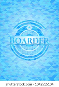Boarder realistic light blue mosaic emblem