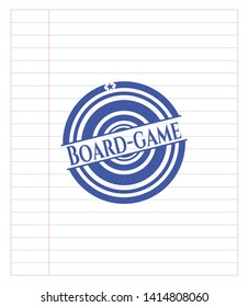 Board-game blue ink pen emblem. Vector Illustration. Detailed.