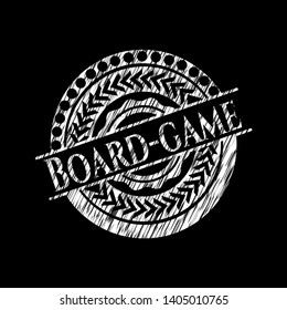 Board-game chalk emblem written on a blackboard. Vector Illustration. Detailed.
