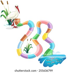 boardgame with a crane and fish