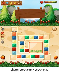 Boardgame with mushroom field and mountains