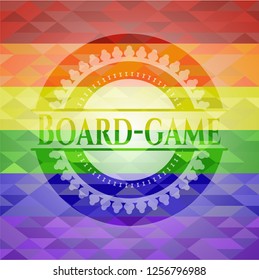 Board-game on mosaic background with the colors of the LGBT flag