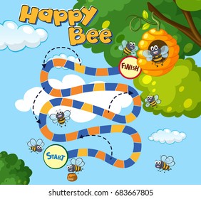 Boardgame-Vorlage mit Bienenfliegergrafik