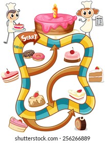 boardgame template with cakes