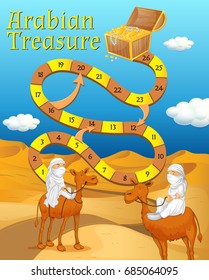 Boardgame template with desert in background illustration