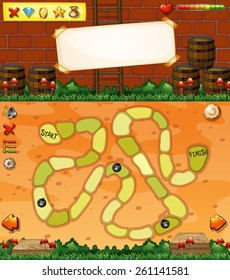 Boardgame template with grass and mushrooms