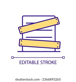 Boarding up doors and windows RGB color icon. Hurricane preparedness. Damage risk prevention. Protection. Isolated vector illustration. Simple filled line drawing. Editable stroke. Arial font used