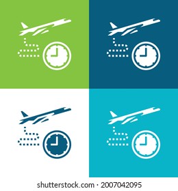 Boarding Flat four color minimal icon set