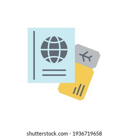 Boarding flight pass icon in color icon, isolated on white background 