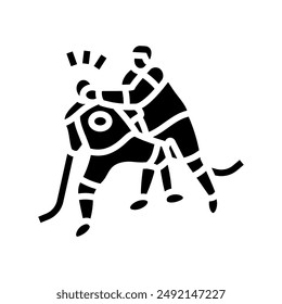 Einsteigen Eishockey Sport Glyph Icon Vektorgrafik. Einsteigen Eishockey Sport Zeichen. Isolierte Symboldarstellung