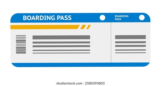 Boarding pass. Air plane ticket template. Airline flight pass. Blank boarding pass template isolated on transparent background. Flat vector illustration.