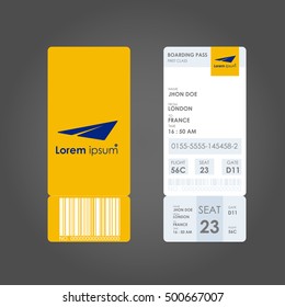 boarding pass. Airline boarding pass ticket for traveling by plane. concept of travel, journey or business with bar code. Vector illustration.