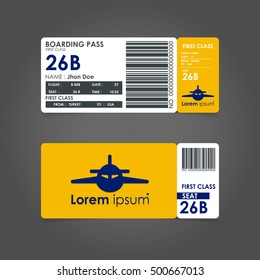 boarding pass. Airline boarding pass ticket for traveling by plane. concept of travel, journey or business with bar code. Vector illustration.