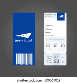 boarding pass. Airline boarding pass ticket for traveling by plane. concept of travel, journey or business with bar code. Vector illustration.