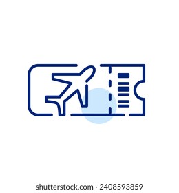 Boarding pass with barcode. Flight ticket. Pixel perfect, editable stroke