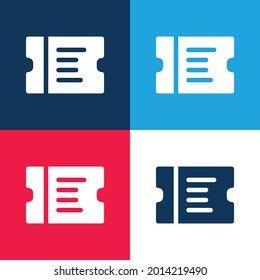 Boarding Pass blue and red four color minimal icon set