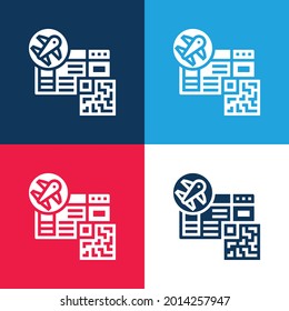 Boarding Pass blue and red four color minimal icon set