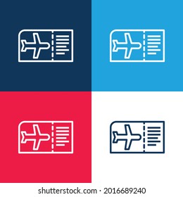 Juego de iconos mínimo de cuatro colores azul y rojo