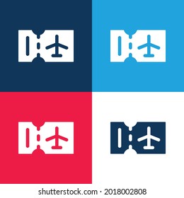 Juego de iconos mínimo de cuatro colores azul y rojo